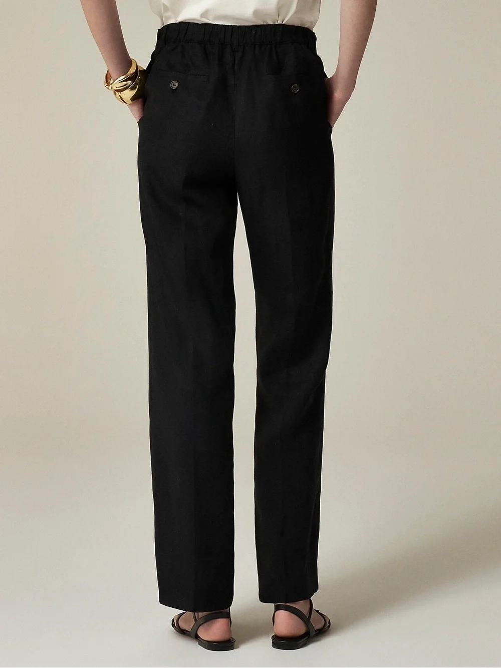 NWT J.Crew Harbor pant in linen size large color black